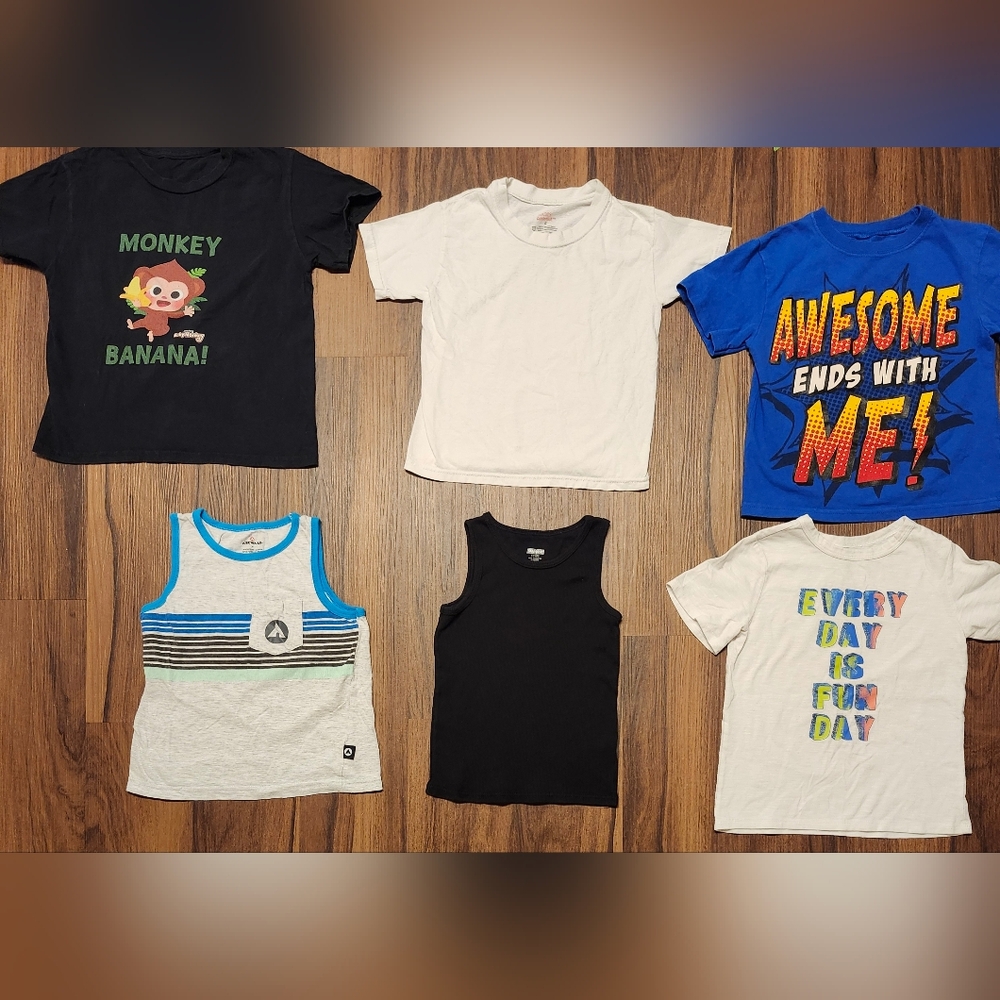 Lot of Six Boys Sz 4T to 5T Shirts & Tank Tops